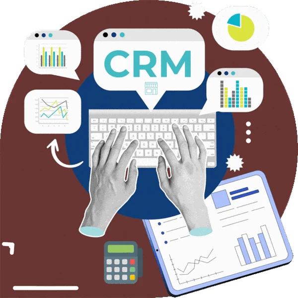 Illustration: a CRM dashboard being worked on